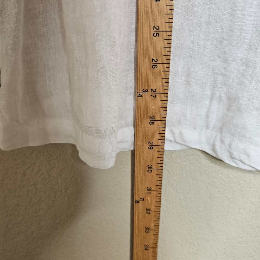 Tahari White 100% Linen Popover V-Neck Tunic Top 3/4 Sleeve Side Button Size 1X - Picture 7 of 8